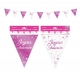 Guirlande fanions anniversaire paillettes - Fucshia