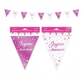 Guirlande fanions anniversaire paillettes - Fucshia