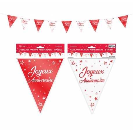 Guirlande fanions anniversaire paillettes - Rouge