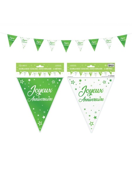 Guirlande fanions anniversaire paillettes - Vert