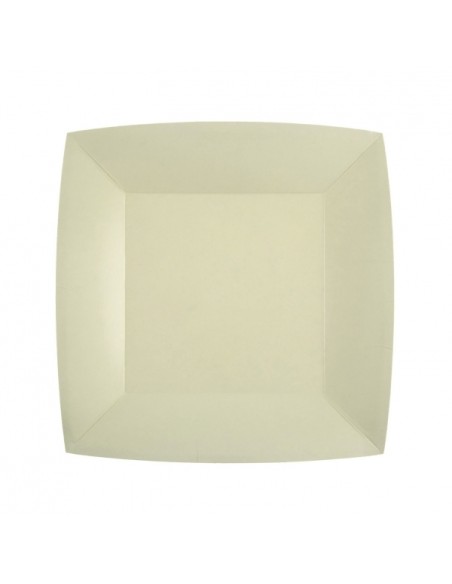 10 assiettes carrées 18x18cm - Ivoire