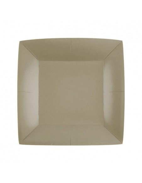 10 assiettes carrées 18x18cm - Grège