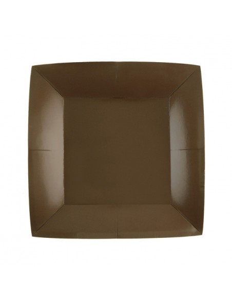 10 assiettes carrées 18x18cm - Taupe