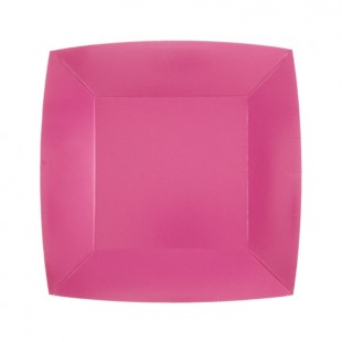 10 assiettes carrées 18x18cm - Rose clair