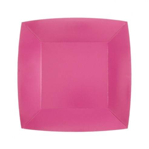 10 assiettes carrées 18x18cm - Rose clair