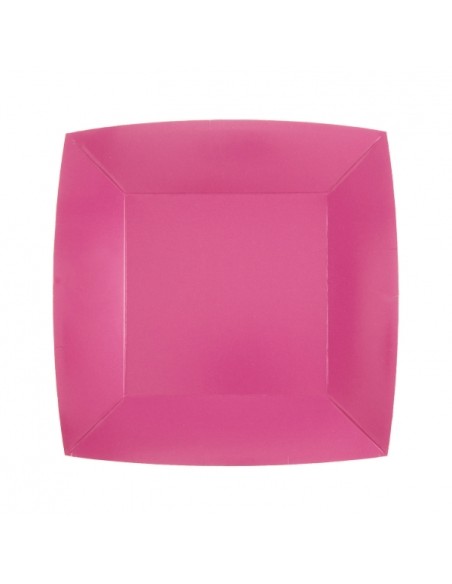 10 assiettes carrées 18x18cm - Rose clair