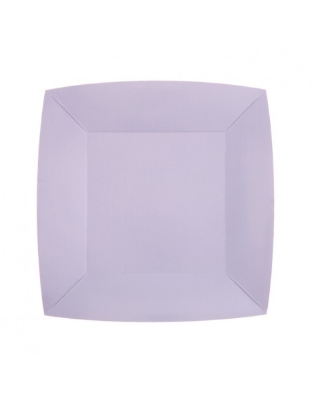 10 assiettes carrées 18x18cm - Fucshia