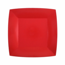 10 assiettes carrées 18x18cm - Rouge