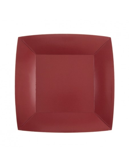 10 assiettes carrées 18x18cm - Rouge