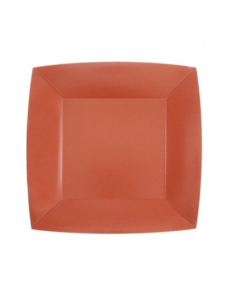 10 assiettes carrées 18x18cm - Bordeaux