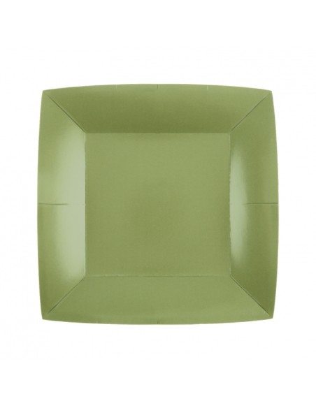 10 assiettes carrées 18x18cm - Vert sapin