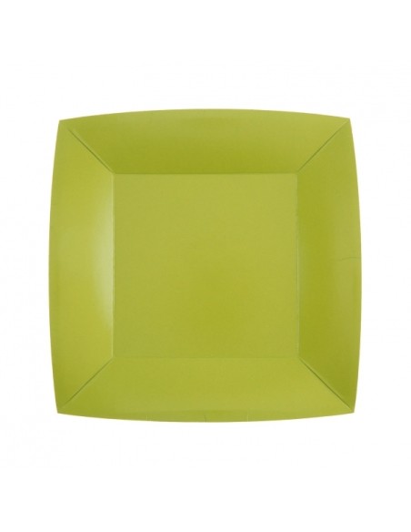 10 assiettes carrées 18x18cm - Vert sauge