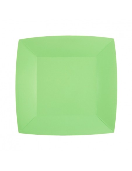 10 assiettes carrées 18x18cm - Kiwi