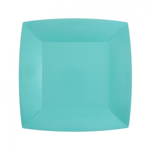 10 assiettes carrées 18x18cm - Bleu clair