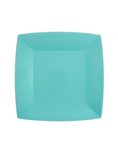 10 assiettes carrées 18x18cm - Bleu clair