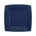 10 assiettes carrées 18x18cm - Bleu marine