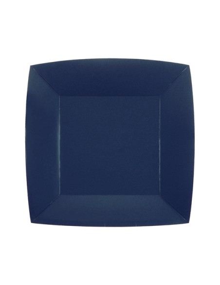 10 assiettes carrées 18x18cm - Bleu canard