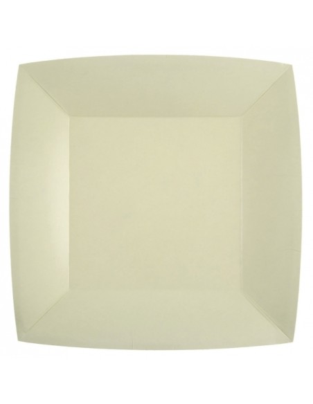 10 assiettes carrées 23x23cm - Ivoire