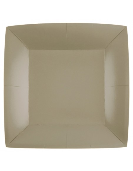 10 assiettes carrées 23x23cm - Grège