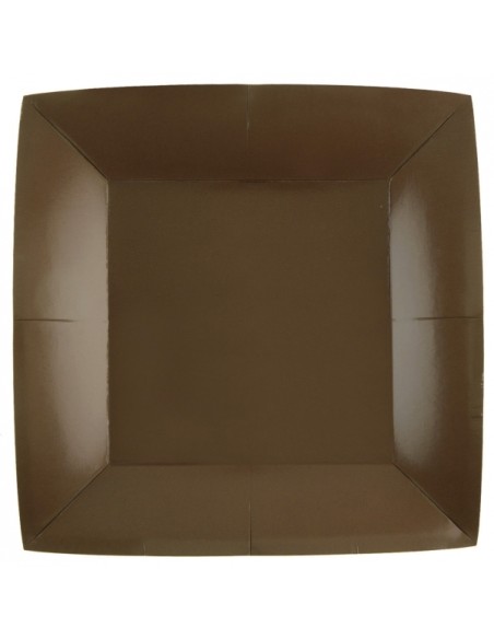 10 assiettes carrées 23x23cm - Taupe