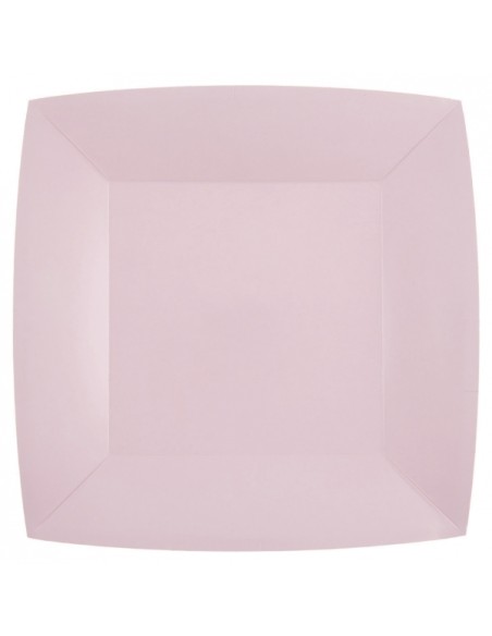 10 assiettes carrées 23x23cm - Rose gold