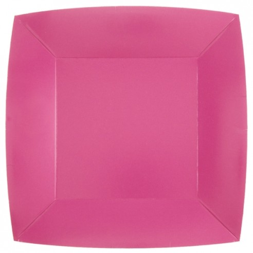 10 assiettes carrées 23x23cm - Rose clair