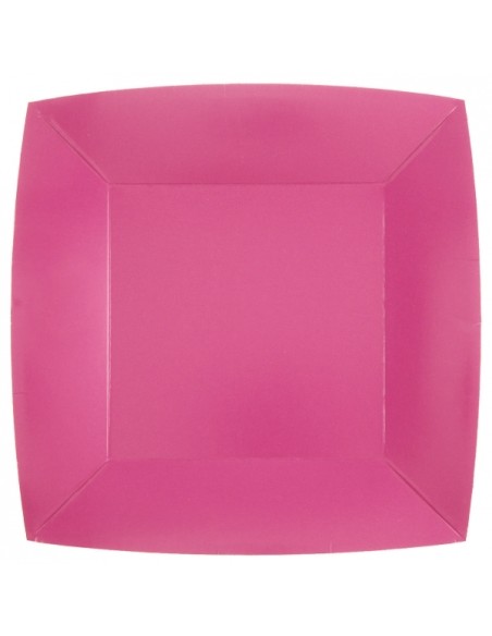 10 assiettes carrées 23x23cm - Rose clair
