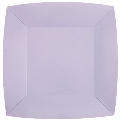 10 assiettes carrées 23x23cm - Fuchsia