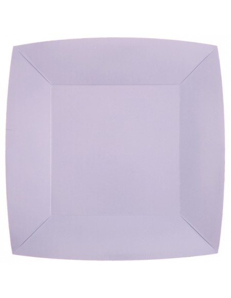 10 assiettes carrées 23x23cm - Fuchsia