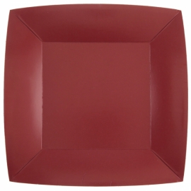 10 assiettes carrées 23x23cm - Rouge