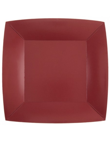 10 assiettes carrées 23x23cm - Rouge
