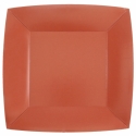 10 assiettes carrées 23x23cm - Terracotta
