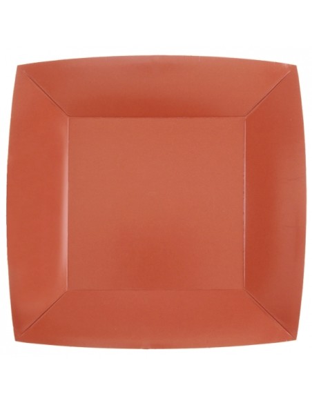 10 assiettes carrées 23x23cm - Bordeaux