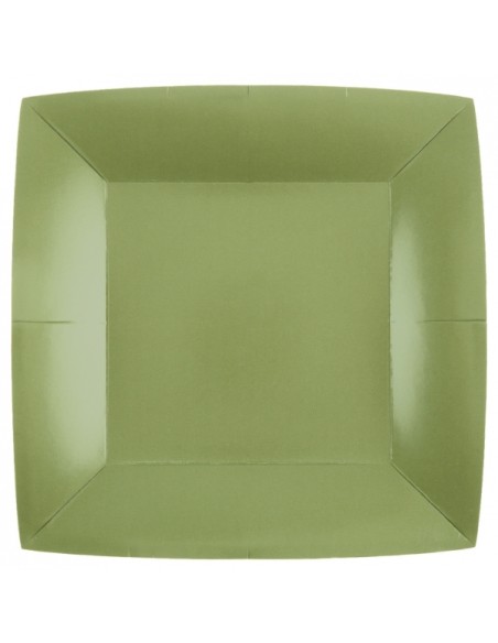 10 assiettes carrées 23x23cm - Vert sapin