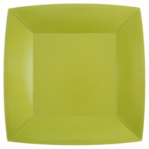10 assiettes carrées 23x23cm - Vert sauge