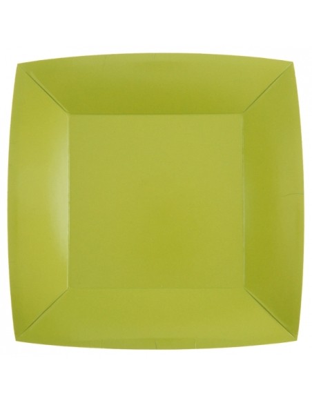 10 assiettes carrées 23x23cm - Vert sauge