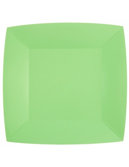 10 assiettes carrées 23x23cm - Kiwi