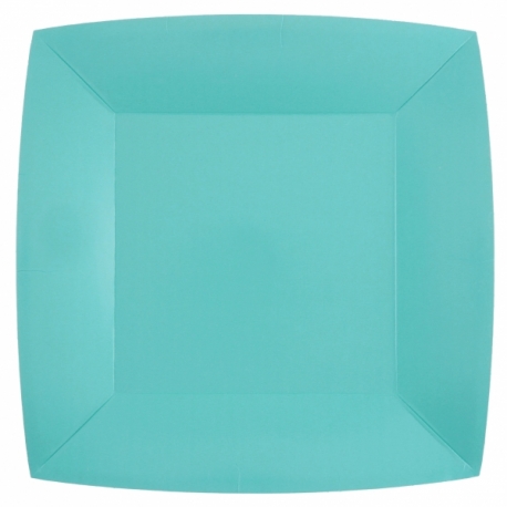 10 assiettes carrées 23x23cm - Bleu clair