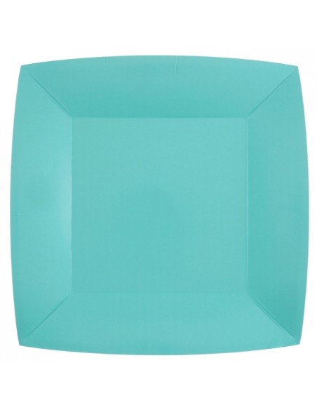 10 assiettes carrées 23x23cm - Bleu clair