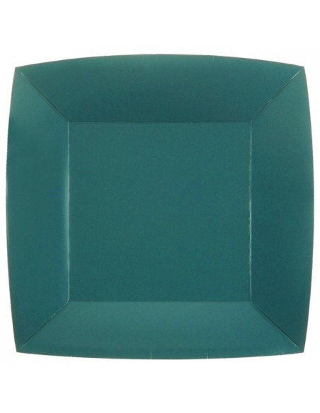 10 assiettes carrées 23x23cm - Bleu ciel