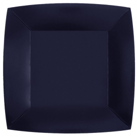10 assiettes carrées 23x23cm - Bleu canard