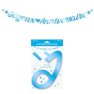 Guirlande lettre joyeux anniversaire 4m - Bleu