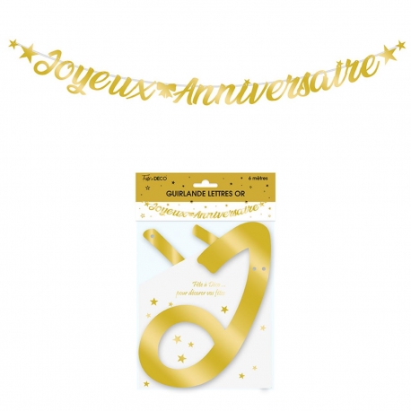 Guirlande lettre joyeux anniversaire 4m - Or