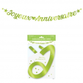 Guirlande lettre joyeux anniversaire 4m - Vert