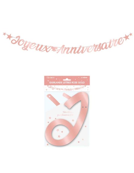 Guirlande lettre joyeux anniversaire 4m - Cuivre