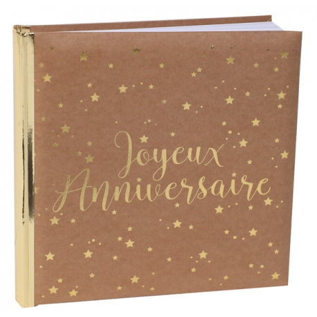 Livre d'or Joyeux Anniversaire métallisé - Sauge