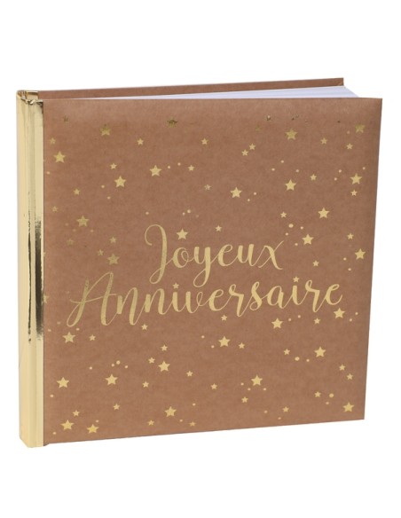 Livre d'or Joyeux Anniversaire métallisé - Sauge