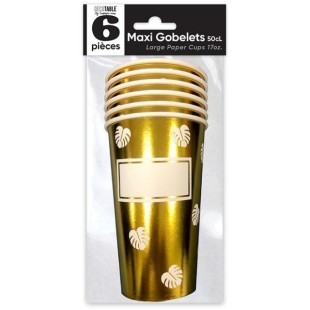 6 gobelets maxi 50cl - Or