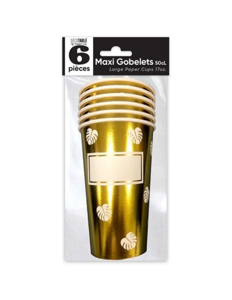 6 gobelets maxi 50cl - Or