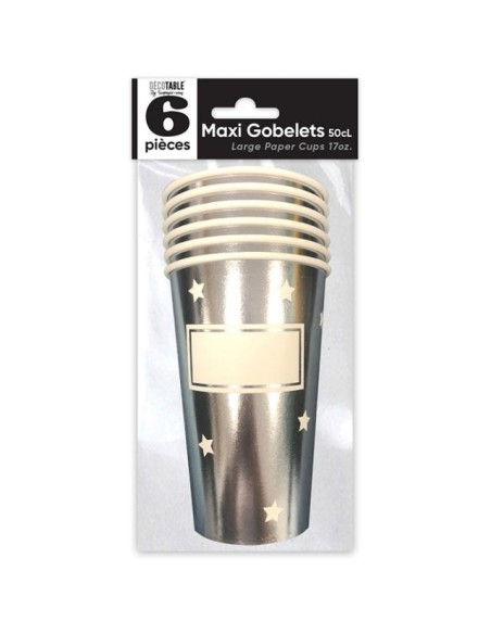 6 gobelets maxi 50cl - Or